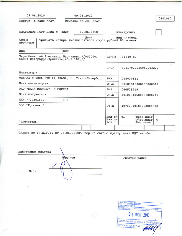 Хостинг 2010. Платежка.