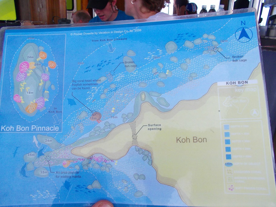 Карта дайвсайтов острова Ко Бон Карта дайвсайтов острова Ко Бон