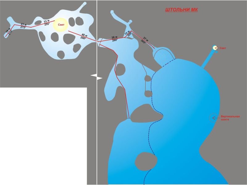 Схема штолен Мраморного Карьера июль 2008 Схема штолен Мраморного Карьера июль 2008