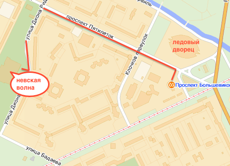 Невская Волна. Схема проезда.